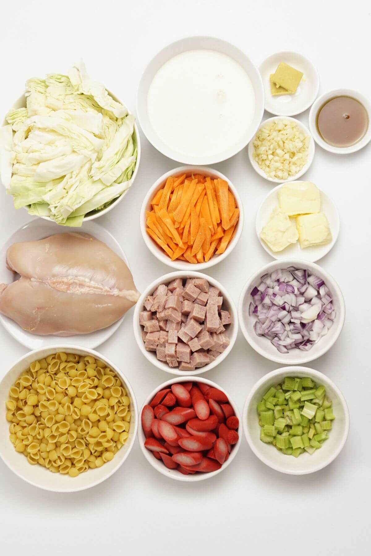 Chicken sopas ingredients.