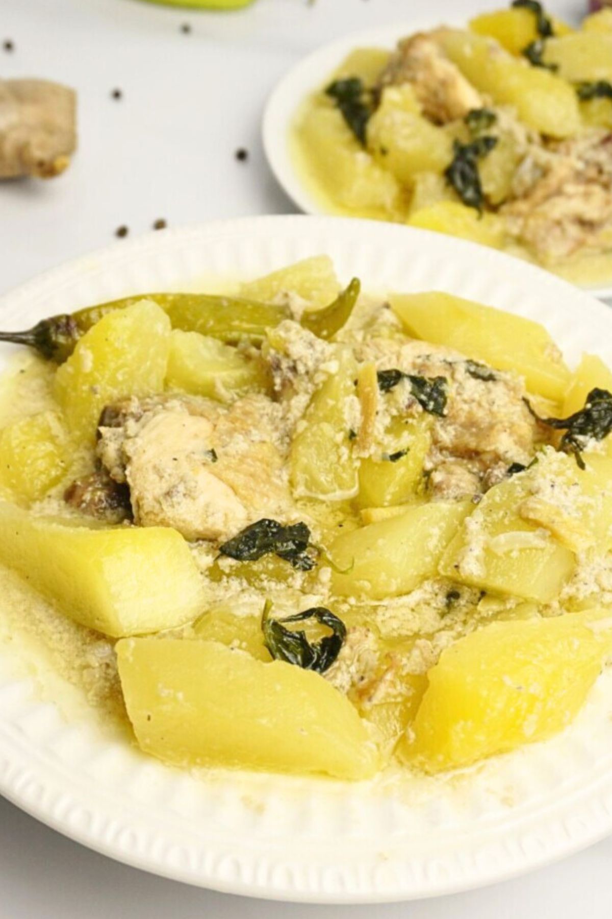 Papaya and chicken with coconut milk.