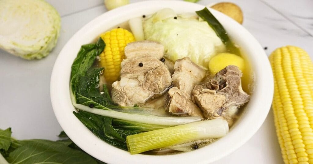 Pork nilaga with sweet corn.