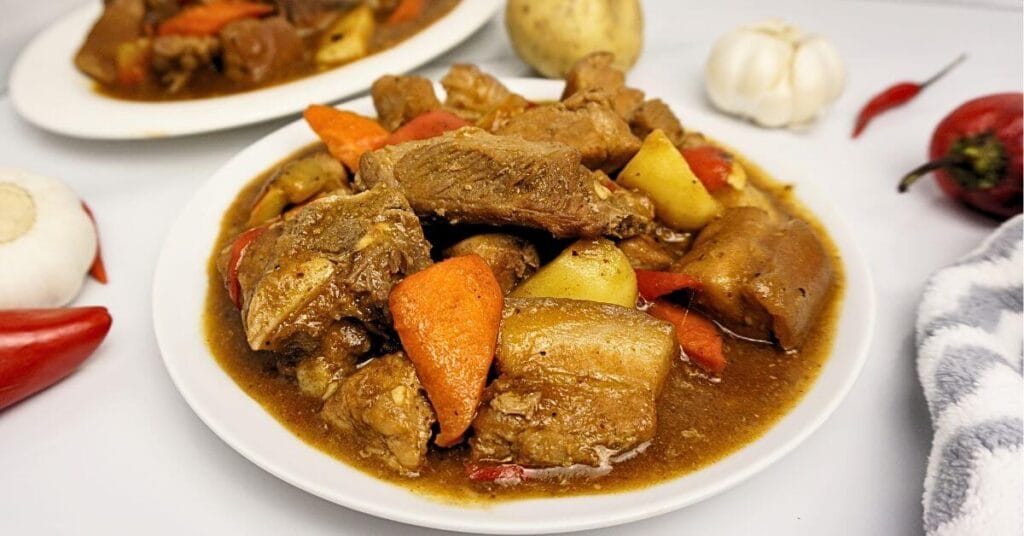 Pork caldereta.