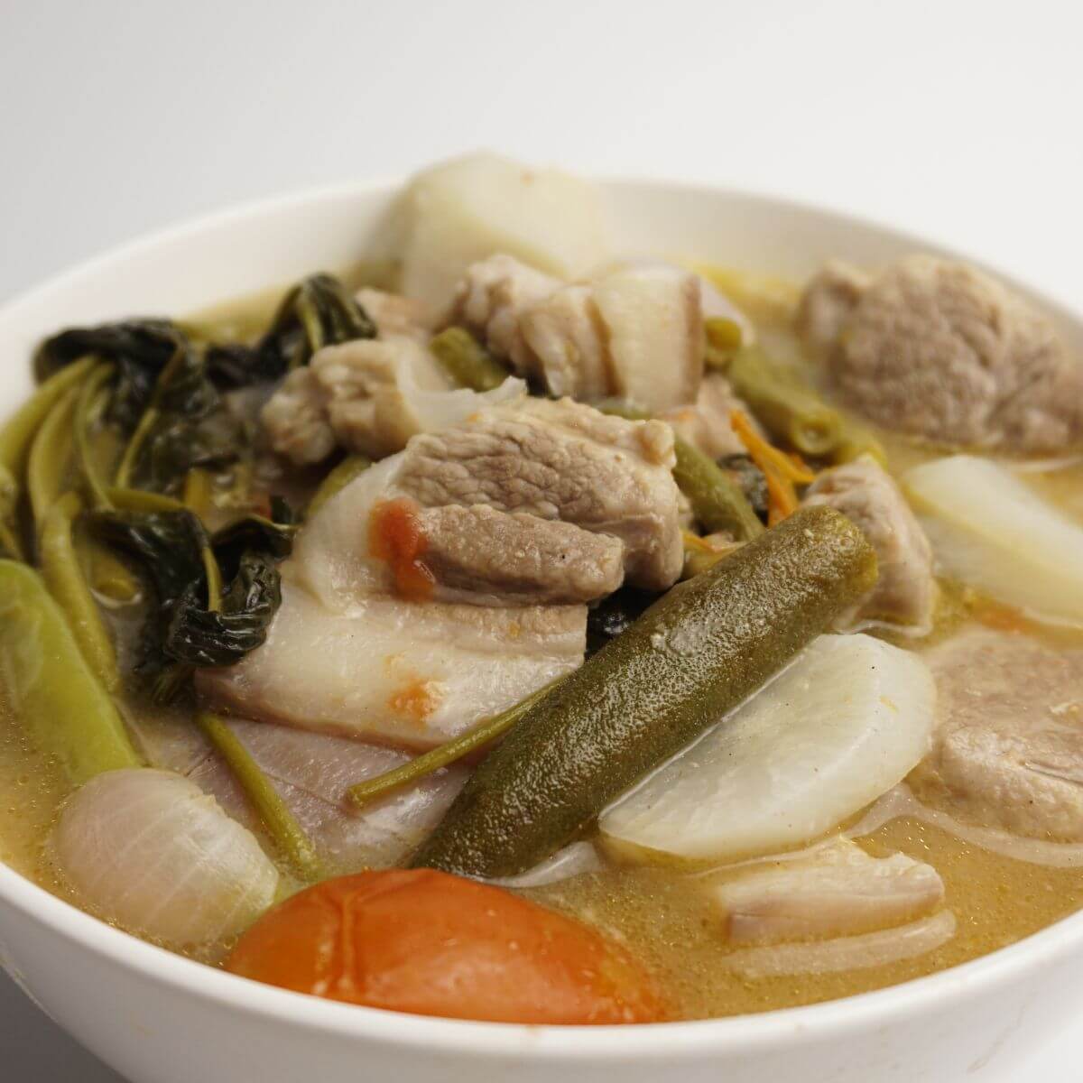 Pork sinigang with okra.