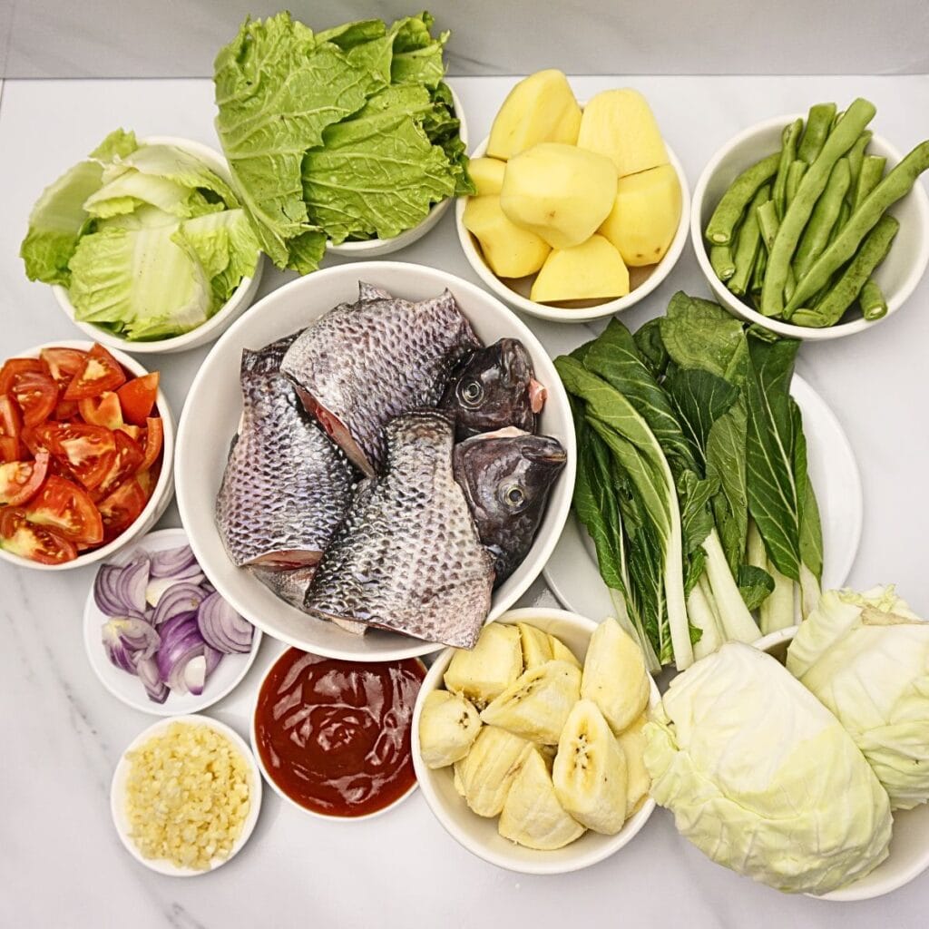 Pocherong tilapia ingredients.