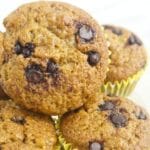Banana muffins with chocolate chips.