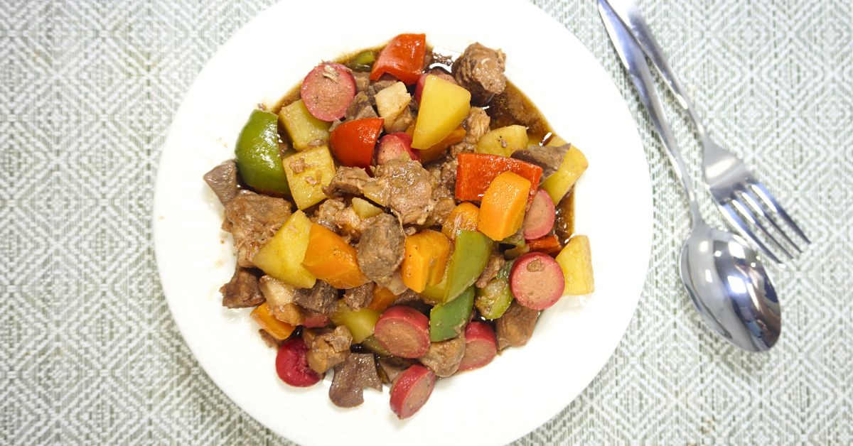 Pork menudo in a plate.