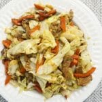Sauteed cabbage and carrots in a plate.