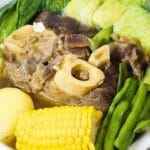 Beef bulalo in a bowl.