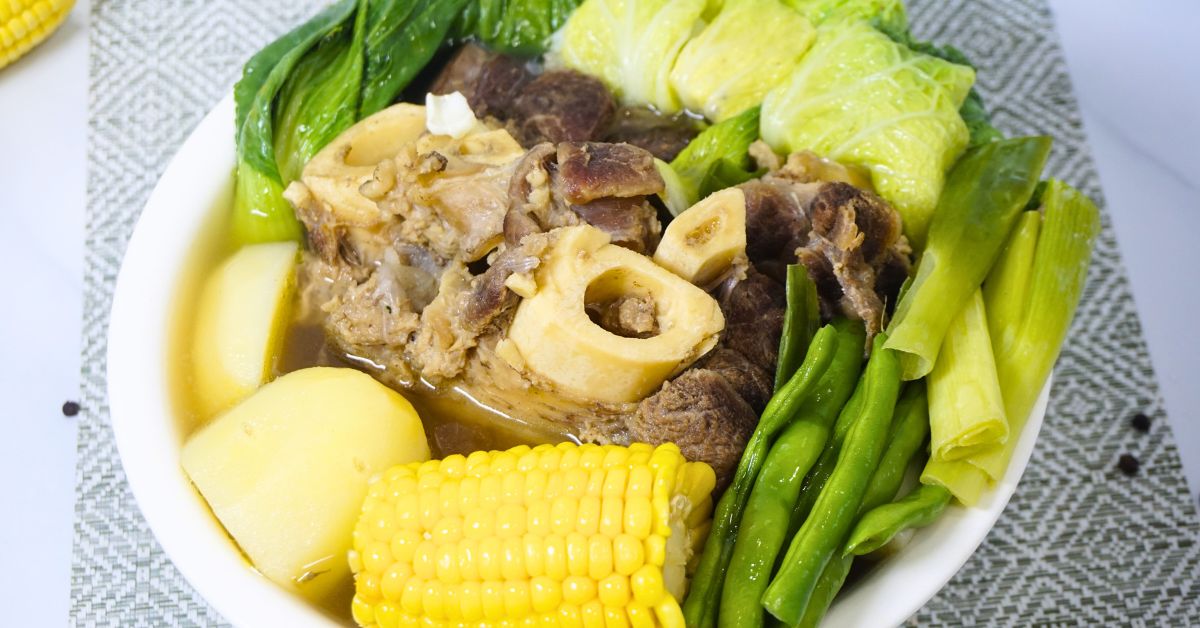 Beef bulalo in a bowl.