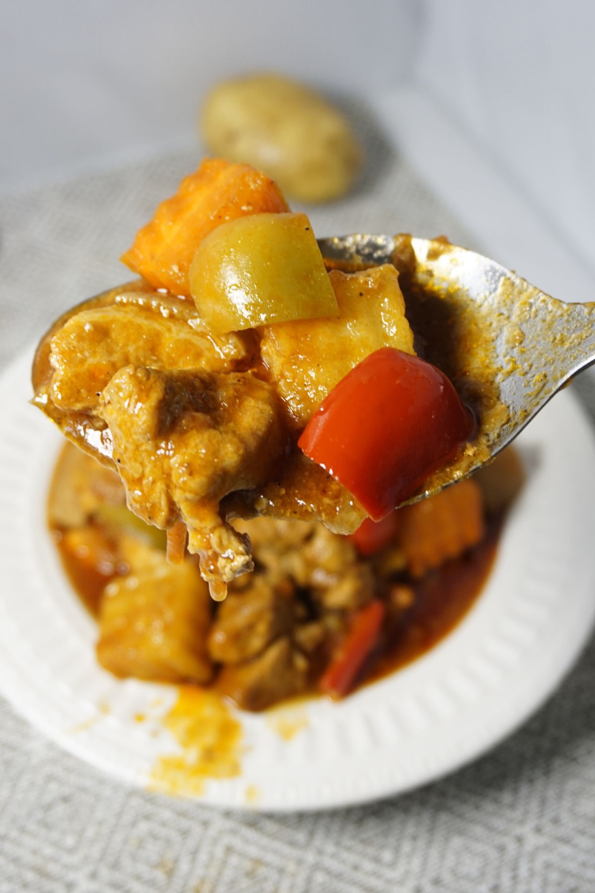 Spoonful of pork afritada
