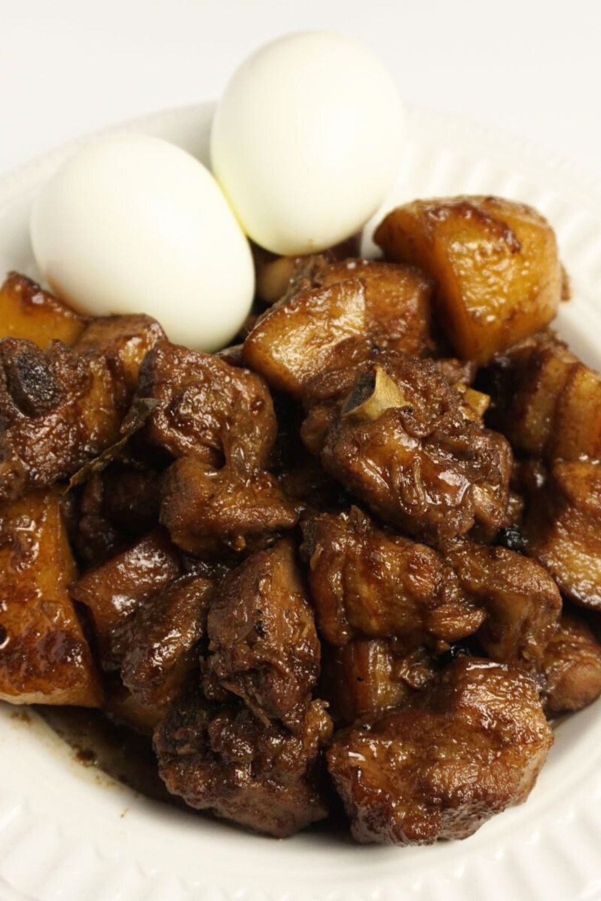 Pork adobo served with boiled egg,