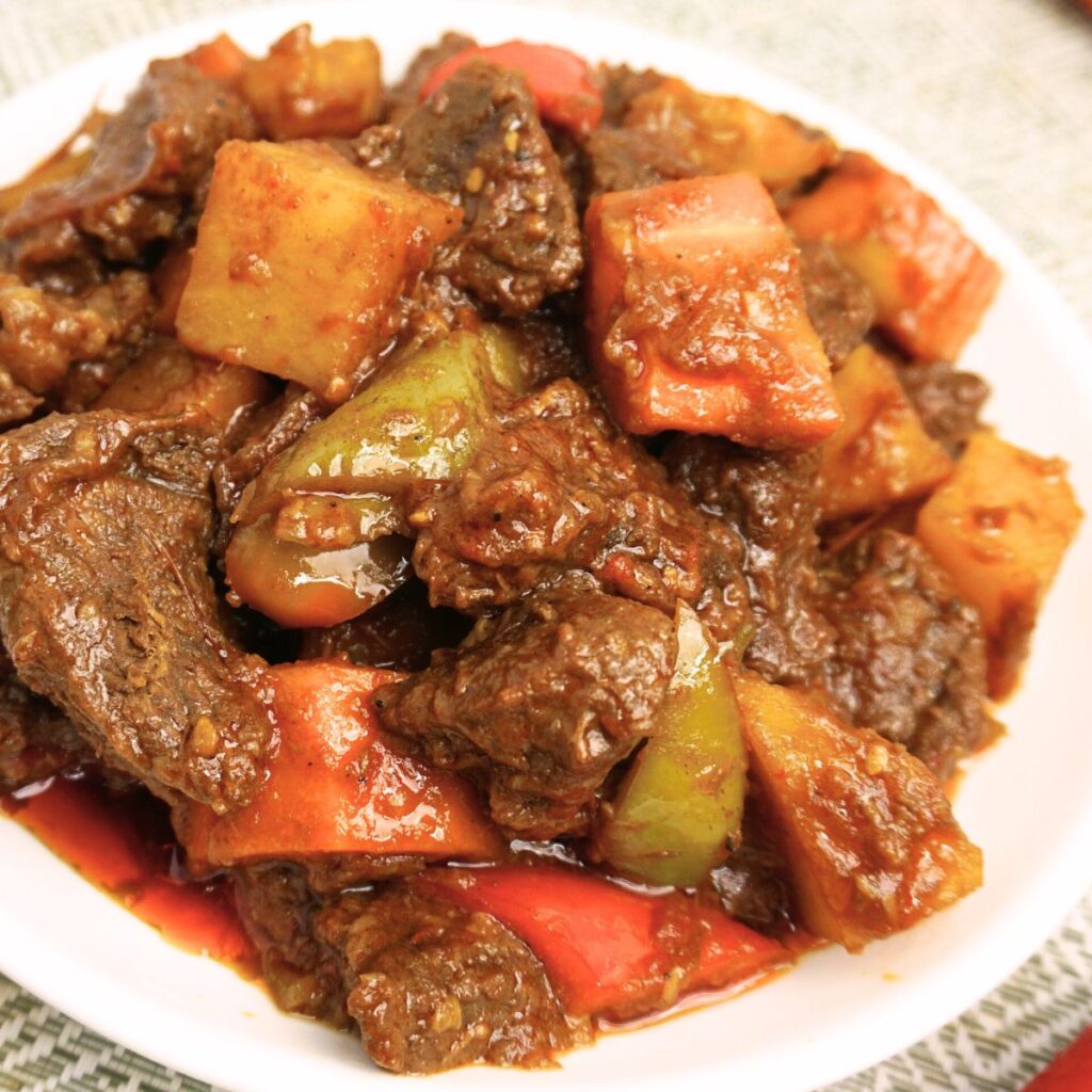 Homecooked beef mechado