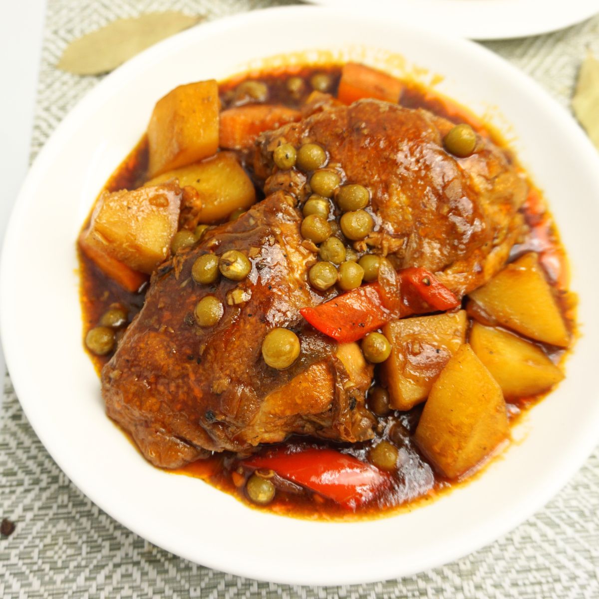 Serving of sauce chicken aftritada in a bowl