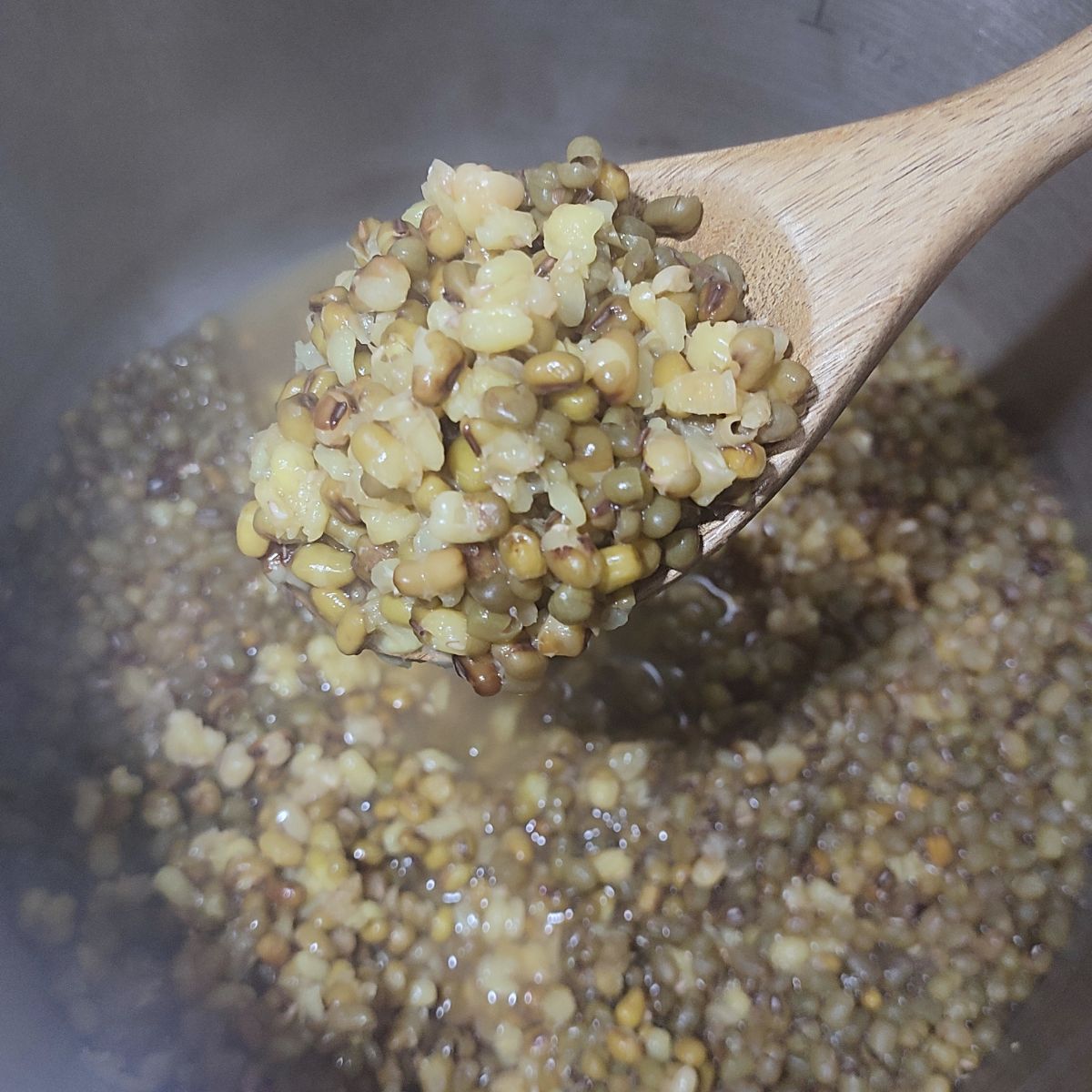 Monggo cooked inside pressure cooker