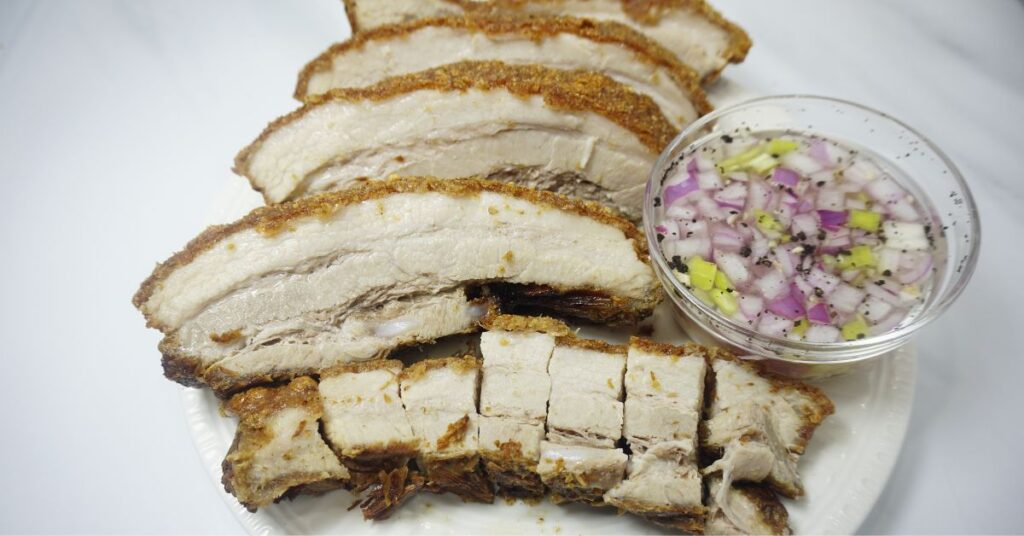 Sliced crispy lechon kawali