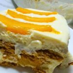Mango graham slice in a white plate