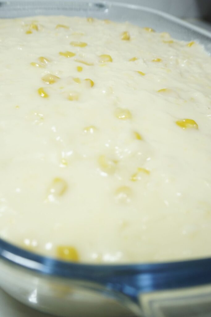 Maja blanca mixture in baking dish