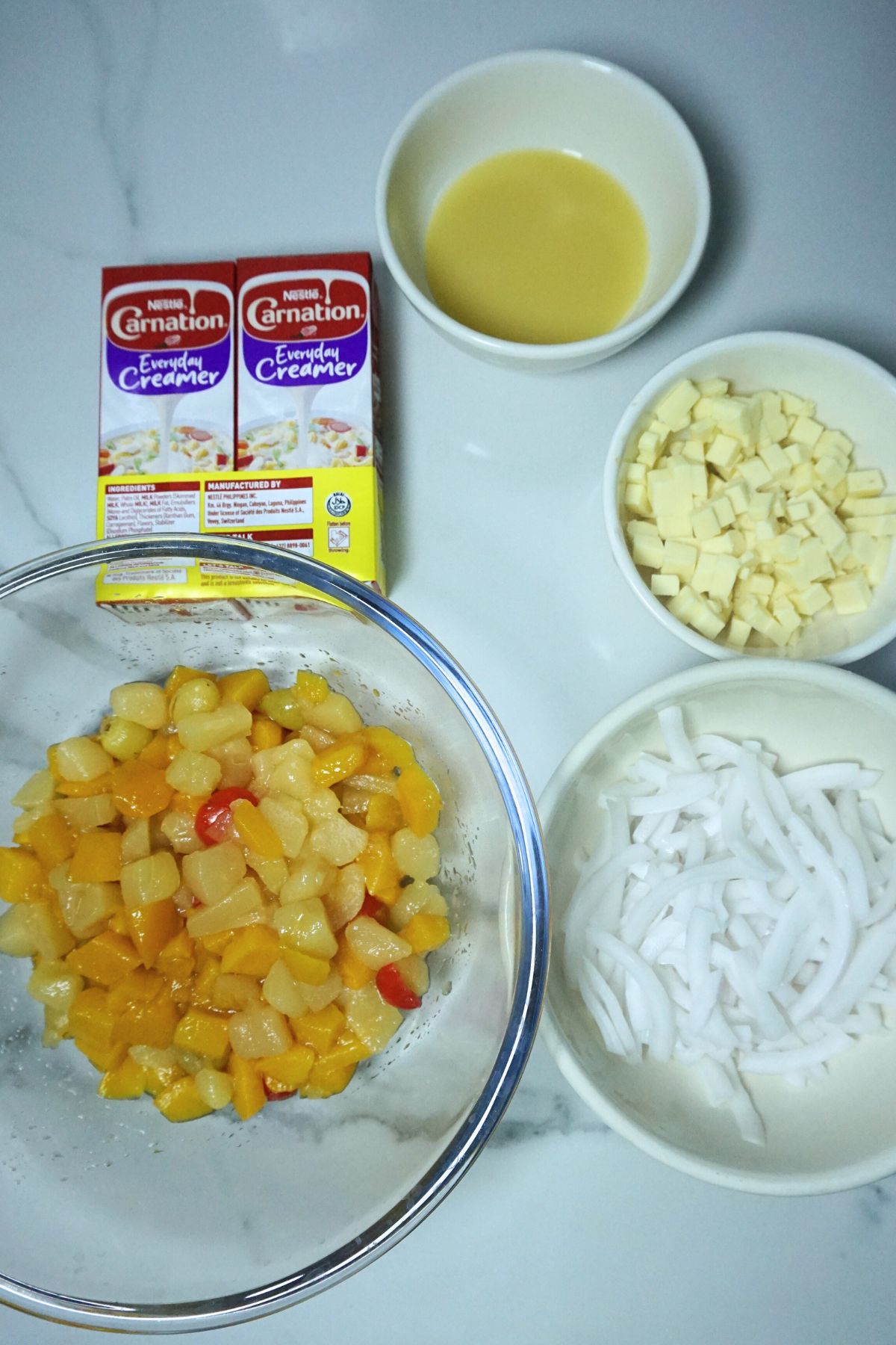 Ingredients fruit cocktail