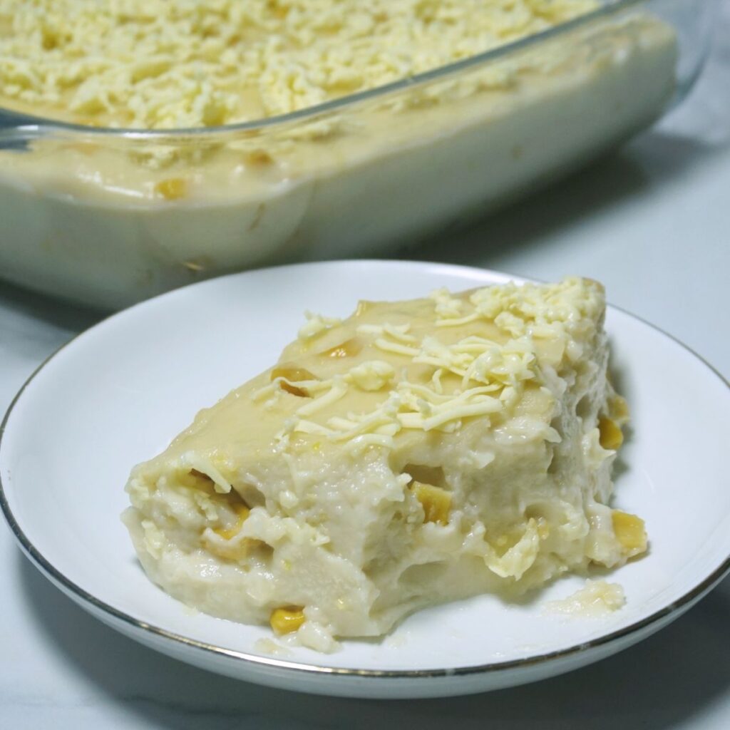 Slice of maja blanca in a plate