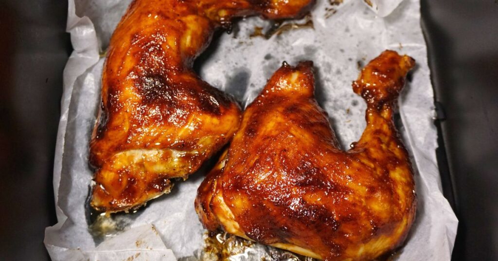 Chicken bbq air fryer inside air fryer basket