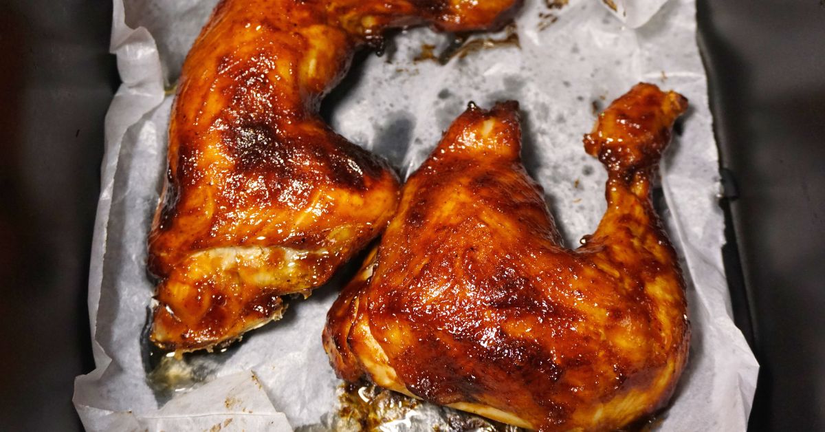 Chicken bbq air fryer inside air fryer basket