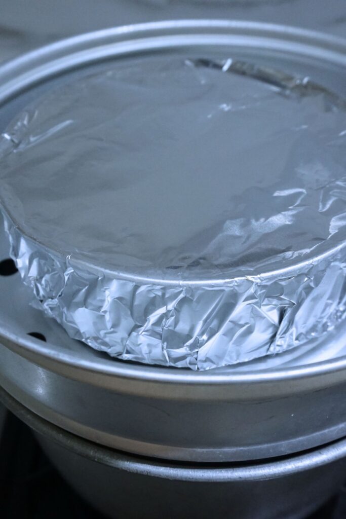 Leche flan cooked in a steamer.