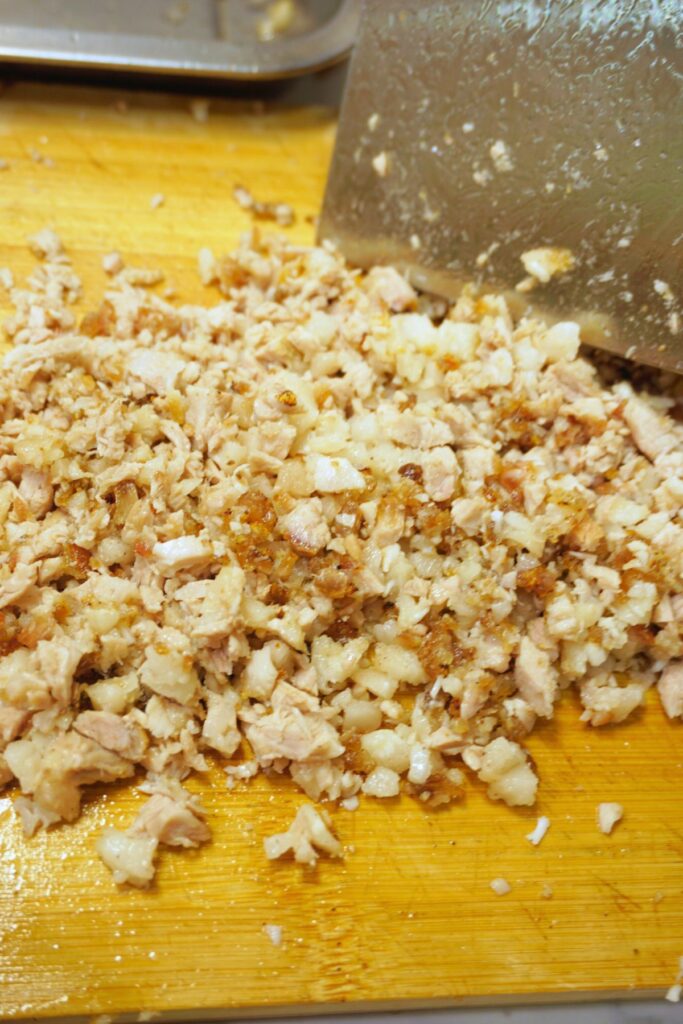 Finely chopped grilled pork belly