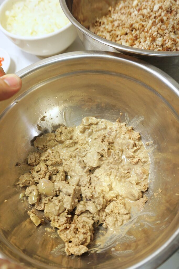 Smashed chicken liver paste with calamansi