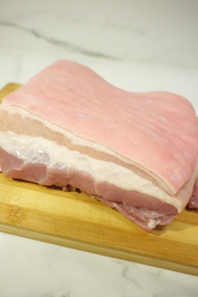 Fresh pork belly slab.