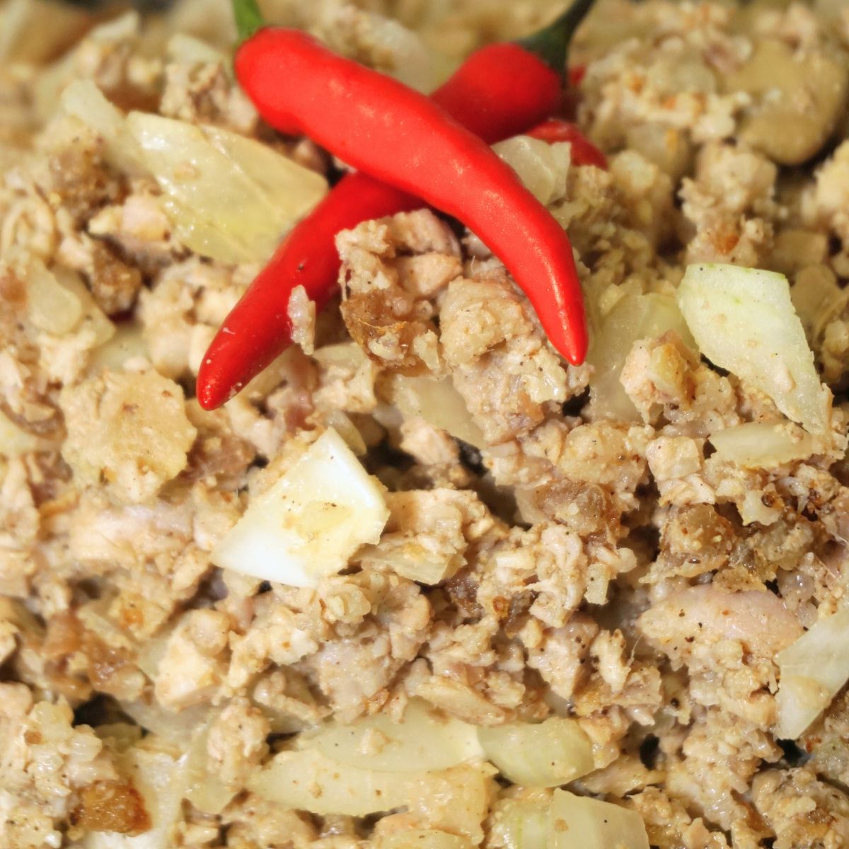 Closeup pork sisig