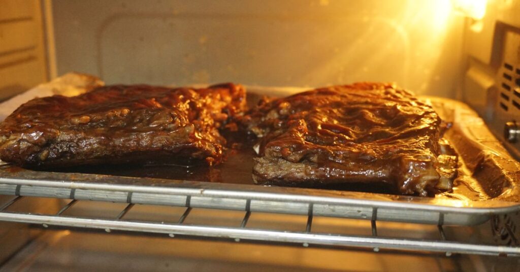Spare ribs bbq inside an oven